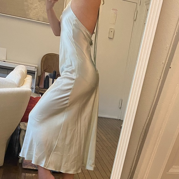 Brand new- Silk MAISON-bias cut 100% mulberry silk ice green dress/ evening gown - Picture 15 of 16